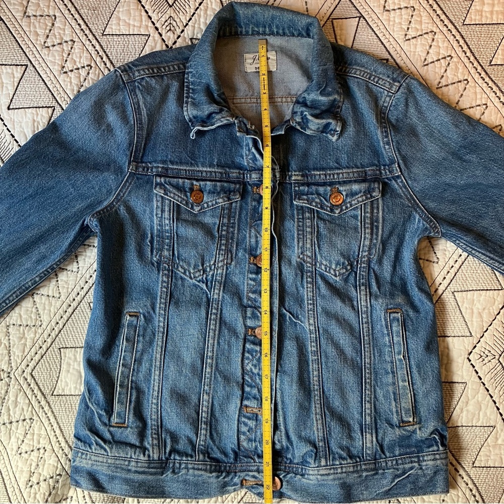 J.Crew cropped denim jacket, size small, warm blue. - Picture 3 of 6